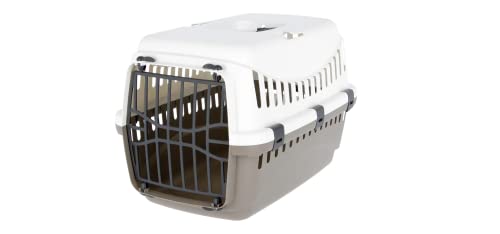 Kerbl 81346 Transportbox Expedion (Tiertransportbox Haustiere Katzen Hunde Kaninchen) aus Kunststoff 45x30x30 cm Taupe/Creme