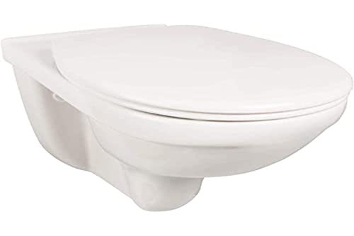 Villeroy & Boch O.novo Vita 4695R001, spülrandloses Wand-WC + 6 cm erhöht, barrierefreie Toilette mit Sitzkomfort, Tiefspüler in Weiß, Hänge-WC aus Sanitär-Keramik, behindertengerechtes WC