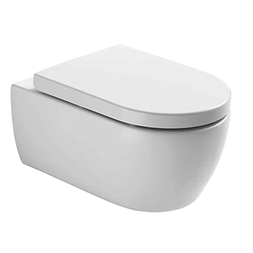 NEG Hänge-WC Uno11RL (Tiefspüler/randlos) Toilette ohne Unterspülrand mit Duroplast Soft-Close-Deckel und Nano-Beschichtung