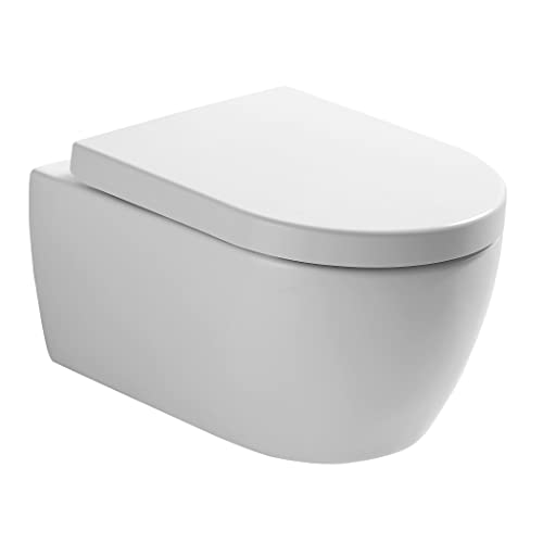 NEG Hänge-WC Uno11RK (Tiefspüler/randlos/kurz) Toilette ohne Unterspülrand mit Duroplast Soft-Close-Deckel und Nano-Beschichtung