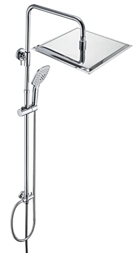 JOHO Duschset Duschstangeset Duschsäuleset Duschsystem mit Duschkopf aus rostfreiem Edelstahl 30x30cm eckig