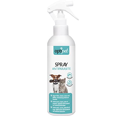 OptiPet 250ml Zeckenspray für Hunde und Katzen, abwehrende Wirkung gegen Insekten, Milben, Zecken, Flöhe