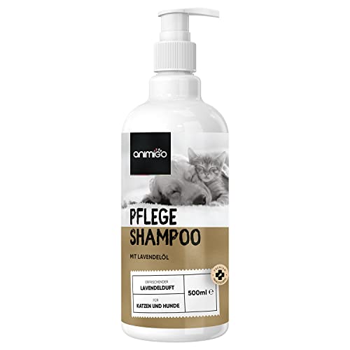 Animigo Shampoo für Hunde & Katzen - 500ml Hundeshampoo Sensitiv - Bei Juckreiz, trockener Haut & Geruch - Fellpflege für Kurz- und Langhaar - Mit Lavendelöl - Auch für Welpen & Kätzchen geeignet
