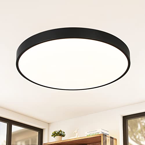 CBJKTX LED Deckenleuchte Schwarz Deckenlampe - 17W Badezimmerlampe Flach IP44 Wasserdicht 1360LM Rund Modern Flurlampe für Küche Wohnzimmer Bad Schlafzimmer Flur Balkon Büro Eingang Keller