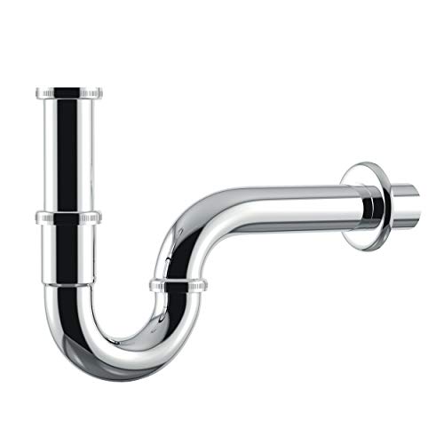 VARIOSAN Universal Röhrensiphon/Siphon für Waschbecken 12951, 1 1/4' x 32 mm, Edelstahl, verchromt