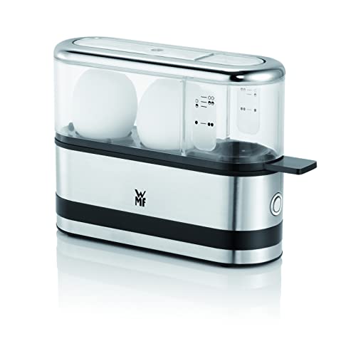 WMF Küchenminis 2-Eier-Kocher, Eierkocher für 1-2 Eier, mit Eipick, BPA-freies Tritan, 250 W, cromargan matt