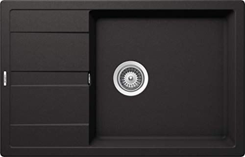SCHOCK kompakte Küchenspüle 78 x 50 cm Manhattan D-100LS Nero - CRISTALITE schwarze Granitspüle mit verkürzter Abtropffläche ab 60 cm Unterschrank-Breite