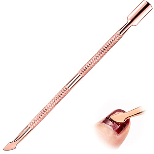 Edelstahl Doppelend Nagelhautschieber, Profi Cuticle Pusher für Maniküre,Metallspatel für Maniküre, Pediküre(rose gold)