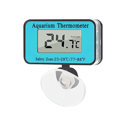DIFCUL Aquarium Thermometer Wasserdicht, thermometer aquarium Digitales Aquarien Thermometer für Süßwasser und Meerwasser, aquarium thermometer analog mit großem LCD-Bildschirm für Aquarien