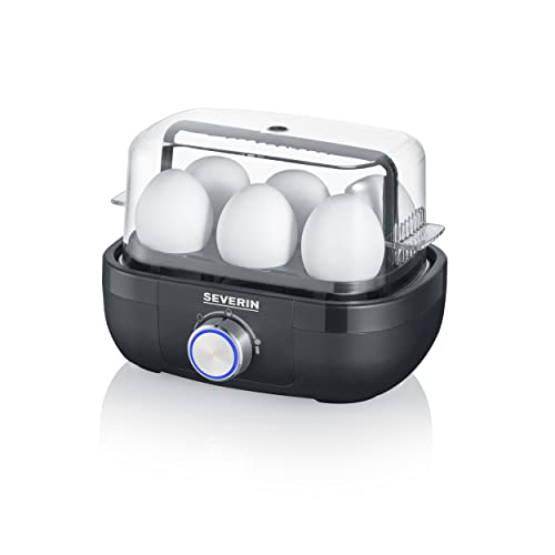 SEVERIN Eierkocher für 6 Eier mit elektronischer Kochzeitüberwachung, inkl. Messbecher mit Eierstecher, Eier Kocher für ideale Härtestufe, schwarz, 420 W, EK 3166