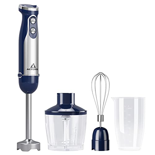 Stabmixer Set 1000 Watt Mit 6 Geschwindigkeiten Einstellbar, Pürierstab Edelstahl Testsieger Inkl. 600 ml Mix- & Messbecher Von ACOQOOS