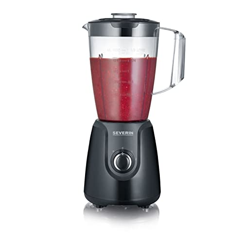 SEVERIN Standmixer mit 1,5 L Mixbehälter aus Tritan, Mixer mit 2 Stufen und Pulse-Funktion, leistungsstarker Küchenmixer mit Edelstahlmesser, 600 W, Schwarz, SM 3707