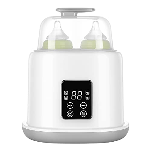 Amoever Flaschenwärmer Baby, 6-in-1 Sterilisator für Babyflaschen, Doppel-Flaschenwarmer für Milch und Babynahrung, Babykostwärmer mit LCD-Display und präziser Temperaturregelung, BPA-frei