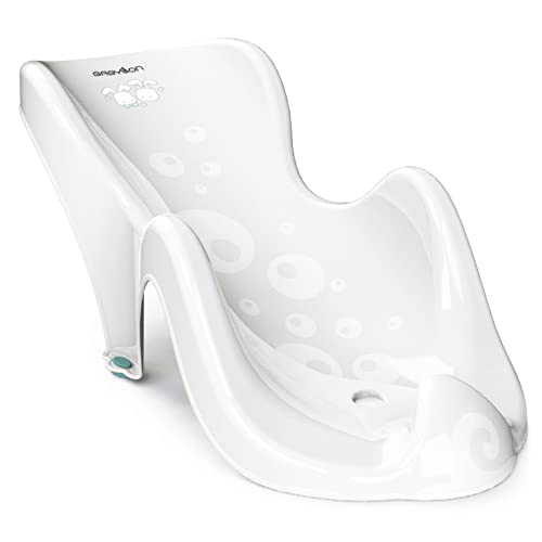 BABYLON Anatomischer Baby Badewannensitz Aqua Mini. Badesitz Baby mit Anti-Rutsch Saugnäpfe bis 6 Monaten. Badewannen Zubehör für Mädchen und Jungen, Babywanneneinsatz Weiss