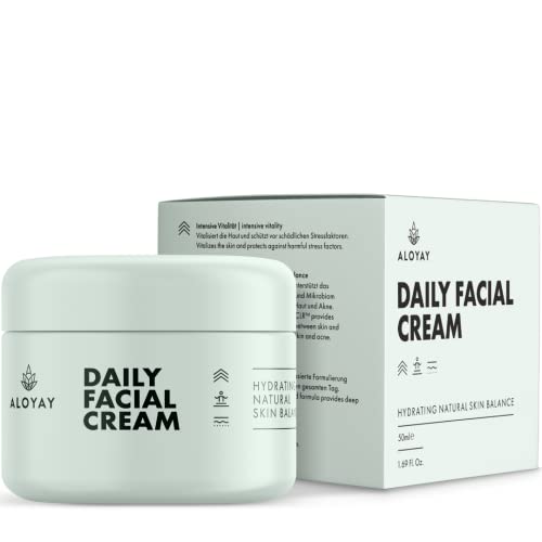 ALOYAY ® Bio Aloe Vera Tages Gesichts Cream - mit Hyaluron - 100% Naturkosmetik Nachhaltige Tagespflege (Daily Facial Cream) Made in Germany 24h Tagescreme