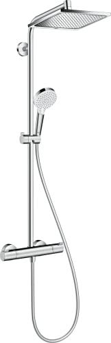 hansgrohe Duschsystem Crometta E 240, Duschset mit Thermostat, Duschkopf, Duschschlauch, Brausestange, Regendusche mit 1 Strahlart, Chrom