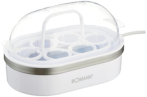 Bomann EK 5022 CB Eierkocher, Zubereitung von bis zu 6 Eiern, akkustisches Signal (Summer), weiß/silber 650220, Weiss, 13 cm l x 22 cm b x 13.5 cm h
