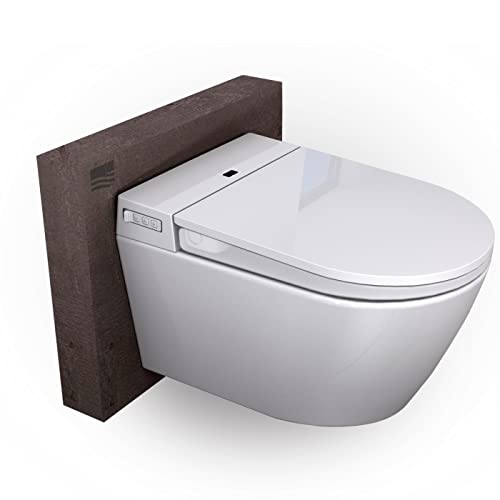 BERNSTEIN® Spülrandloses Wand Hänge-WC 540 mit Bidet Funktion - Dusch WC Komplettanlage mit Sitzheizung Fernbedienung Absenkautomatik LED-Nachtlicht selbstreinigende Düse und mit Sitzheizung