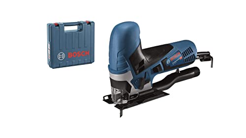 Bosch Professional Stichsäge GST 90 E (650 Watt, 1x Sägeblatt, Absaug-Set, Spanreißschutz, Schnitttiefe in Holz: 90 mm, im Koffer)