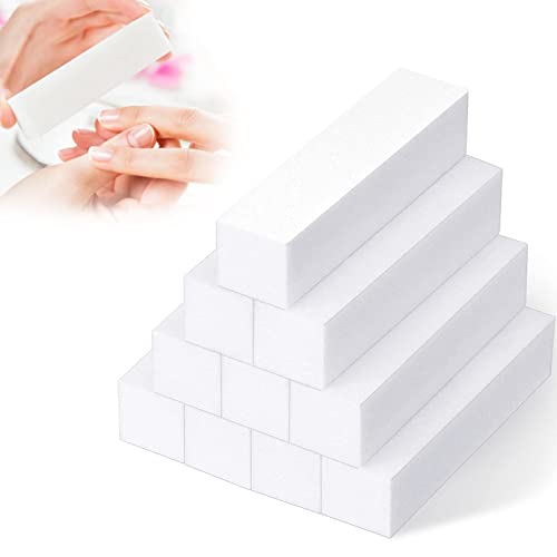 10 Stück Weiß Buffer Schleifblöcke, Polierblock Buffer der mit 4 Feil- und Polierflächen Nagelfeile Block Nagelkunst Maniküre Werkzeug