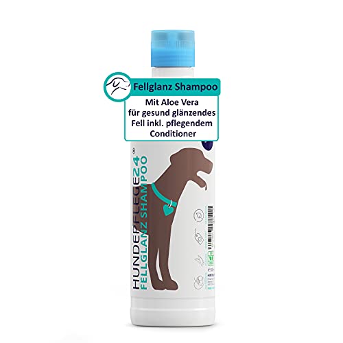 Hundepflege24 Hundeshampoo Fellglanz & Hunde Conditioner 500ml - Für gesundes glänzendes Fell & bessere Kämmbarkeit mit Aloe Vera - Rückfettende sanfte Reinigung & Pflege für Jede Hunderasse