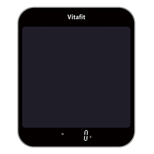 Vitafit 15kg Digitale Küchenwaage, Multifunktions-Lebensmittelwaage, Digitalwaage mit LED-Display, Gehärtetes Glas Gewicht Gramm 1 g Richtigkeit,Schwarz