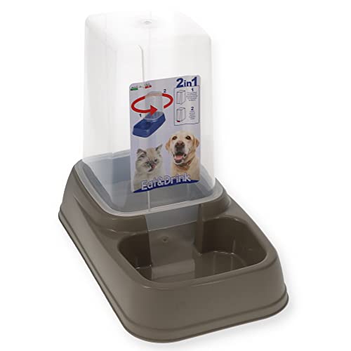 Futterspender Wasserspender Hunde Katzen Futter Wasser Napf Automat 2in1 3,7 L