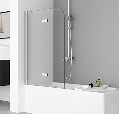 IMPTS 100x140cm Duschwand für Badewanne 2 TLG. Faltwand Duschtrennwand Badewannenaufsatz Duschabtrennung mit 6mm Nano Glas