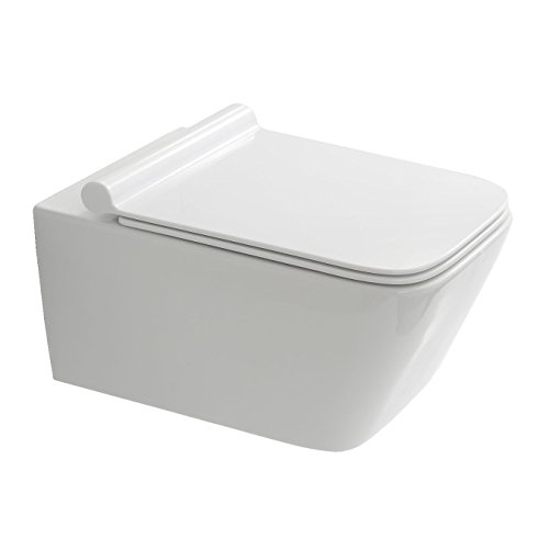 NEG Hänge-WC Uno19 eckige Design-Toilette inkl. Duroplast Soft-Close-Deckel und Nano-Beschichtung