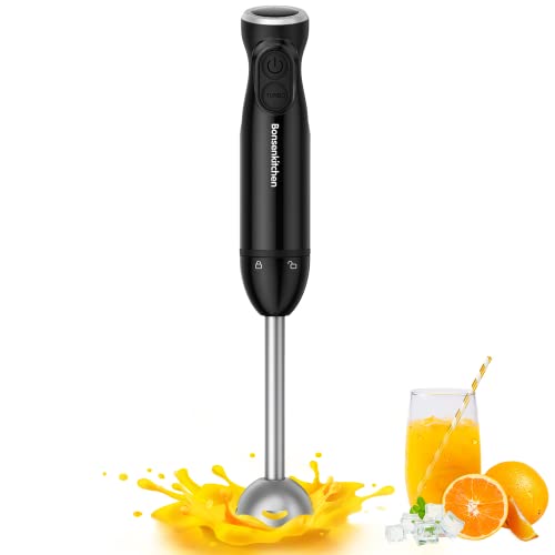 Bonsenkitchen Pürierstab, Stabmixer Elektrischer, 1000W Pürierstab Edelstahl, Stufenlos Geschwindigkeiten Rührstab für Babynahrung, Suppe, Smoothies, Püree, Sauce hand blender, HB3201 (Schwarz)