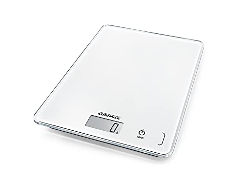 Soehnle Page Compact 300 weiß, digitale Küchenwaage bis zu 5 kg Tragkraft, Küchenwaage mit leicht ablesbarer LCD-Anzeige, Digitalwaage mit Zuwiegefunktion