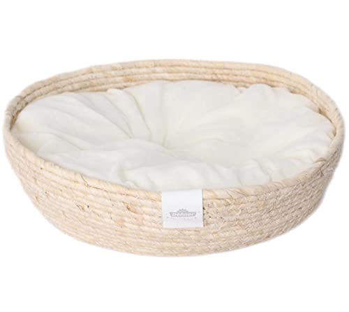 Dehner Premium Lovely Kuschelbett Guter Schlaf, 45 cm, Höhe 13 cm, Naturmaterial/Plüsch, weiß/beige