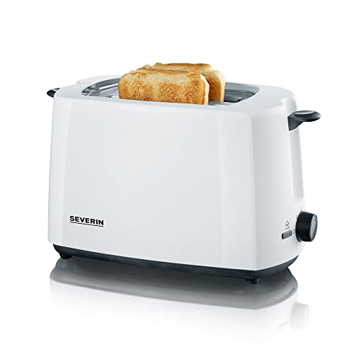 SEVERIN Automatik-Toaster, Toaster mit Brötchenaufsatz, hochwertiger Toaster mit Krümelschublade und 700 W Leistung, weiß/schwarz, AT 2286