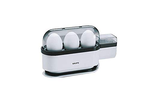 Krups F23470 Eierkocher Ovomat Trio | Mit Wasserstandanzeige | Für bis zu 3 Eier | kompakte Größe| inkl. Wasser-Messbecher mit Eierstecher | Herausnehmbarer Eierhalter | Signalton | BPA-frei | Weiß