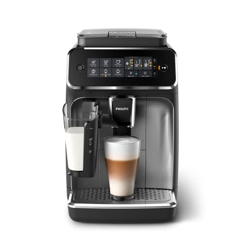 Philips Series 3200 Kaffeevollautomat – LatteGo Milchsystem, 5 Kaffeespezialitäten, Intuitives Touchdisplay, Silber (EP3246/70)