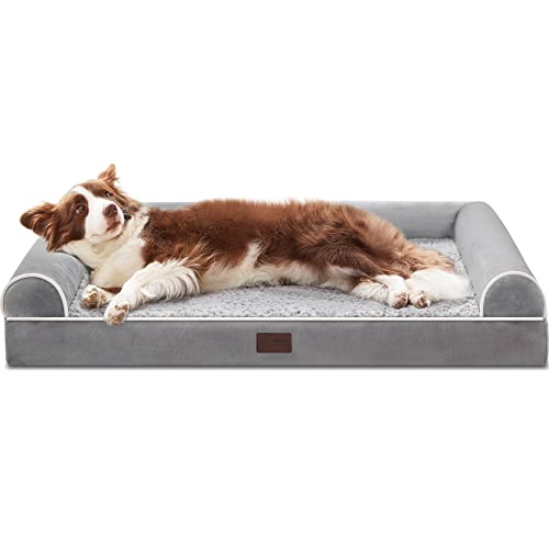 WESTERN HOME Orthopädisches Hundebett mittelgroße Hunde hundesofa Hundecouch Hunde Bettchen mit Hoher Rand Grau 106x76x10cm