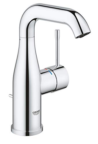 GROHE Essence - Badarmatur - Einhand-Waschtischarmatur (M-Size, mit Temperaturbegrenzer, Einlochmontage), chrom, 23462001