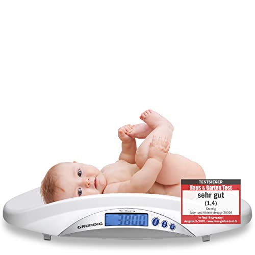 Grundig Babywaage digital Stillwaage Testsieger - Hochpräzise Baby Waage in 5 Gramm Schritten I baby scale Babywaagen Säuglingswaage Kinderwaage digital weight Wage (weiß)