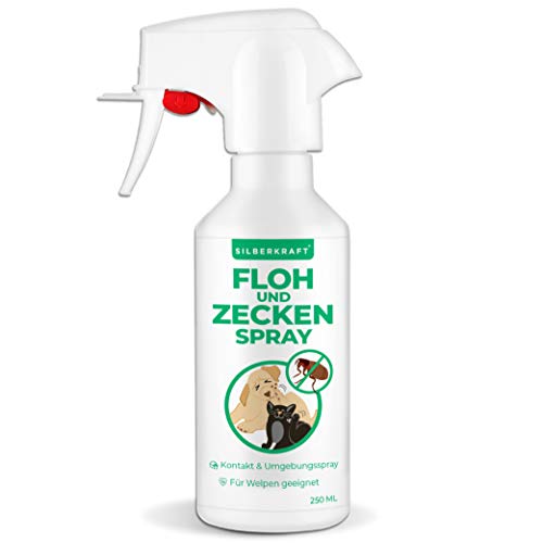 Silberkraft Floh - und Zeckenspray 250 ml für Hund, Katze und andere Haustiere - ideales Anti-Zecken Mittel - gegen Flöhe, Zecken, Parasiten, Ungeziefer