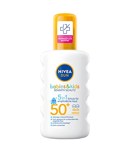NIVEA SUN Kids Sensitiv Sonnenspray im 1er Pack (1 x 200 ml), Spray mit LSF 50+, Sonnenlotion für empfindliche Kinderhaut