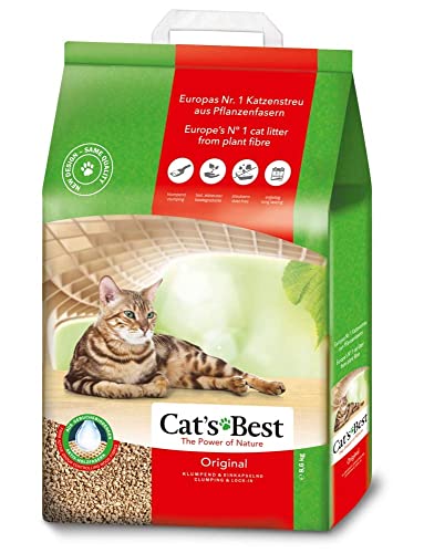 Cat's Best Original Katzenstreu, 100 % pflanzliche Katzen Klumpstreu mit maximaler Saugkraft – bekämpft Gerüche natürlich aktiv, 8,6 kg/20 l