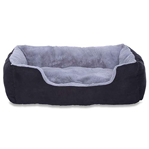 lionto Hundebett Hundekissen Hundekörbchen mit Wendekissen, (M) 60x48 cm grau/schwarz