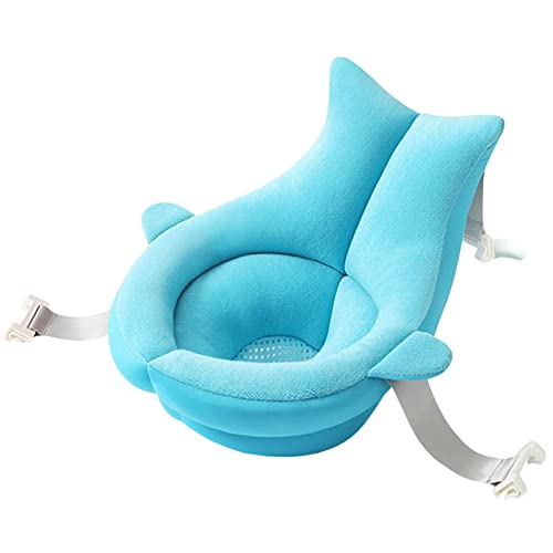 Milageto Baby-Badewannensitz, rutschfeste, verstellbare, bequemes Baby-Badebett, Baby-Badeauflage, Baby-Badewannenauflage, Neugeborene, von 0 bis, Blau