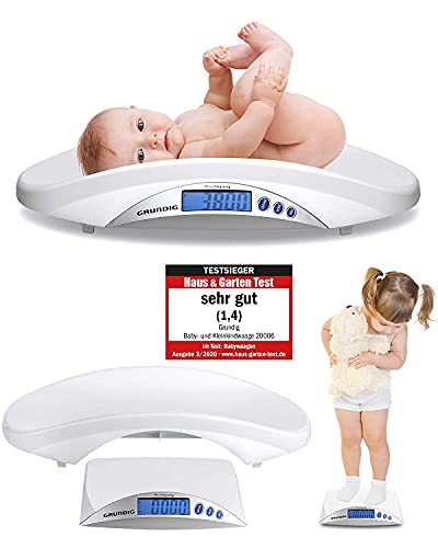Grundig Babywaage digital Stillwaage Testsieger - Hochpräzise Baby Waage in 5 Gramm Schritten I baby scale Babywaagen Säuglingswaage Kinderwaage digital weight Wage (weiß)