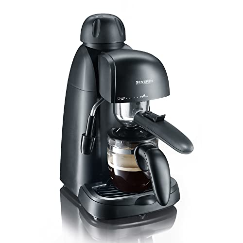 SEVERIN Espressomaschine, kleine Kaffeemaschine für bis zu 4 Tassen Espresso, Kaffeemaschine mit Milchschäumer für Kaffee-Milch-Spezialitäten, ideal für Singles, schwarz, KA 5978