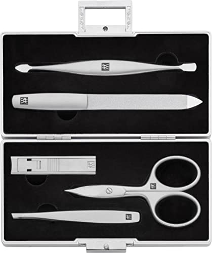 ZWILLING Maniküre Set 5-teilig im Aluminium Case für Nagelpflege und Pediküre, Premium, Schwarzes Samt Inlay