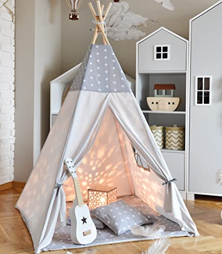 TIPOO Tipi Zelt kinderzelt für drinnen und Tipi Zelt Outdoor Tippi kinderzelt mädchen Junge Spielzelt Kinder mit Matte und Kissen modisches Kinderzimmer