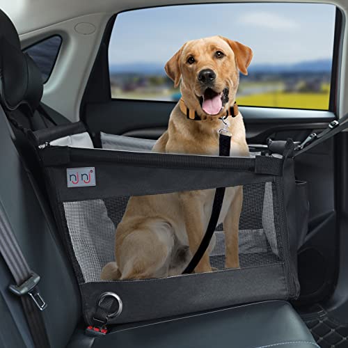 Hundeautositz für Haustiere - Auto-Hundesitz Transporttasche mit Gurt für kleine mittlere große Hunde und Katzen - Rückbank, Rücksitz oder Vordersitz - wasserdichtes Polster, atmungsaktives Netz