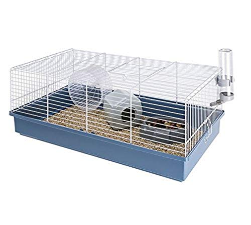 Ferplast 57011411W2 Nagerheim Criceti 11, Komplettausstattung, Maße: 56.7 x 30.0 x 22.5 cm, weiß mit blauer Unterschale