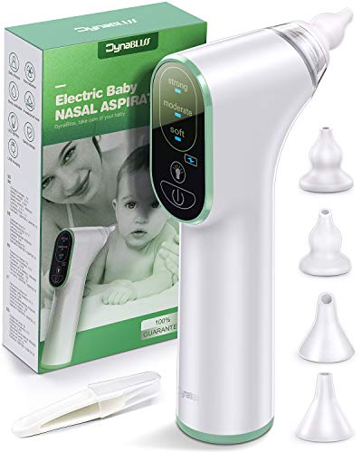 DynaBliss Nasensauger Baby Elektrisch Nasensaug Baby Staubsaug USB Aufladen Medizinisches Silikon mit 3 Saugstärken und 4 Größen Silikon Tip Tragbar